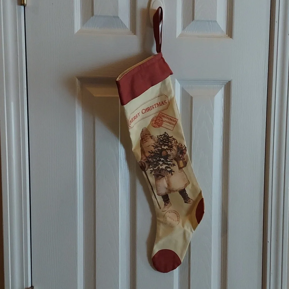 NWOT FATHER CHRISTMAS STOCKING SET OF 2 - VINTAGE RARE!